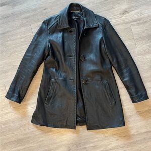 Ellen Tracy Black Coat with Gold Chain Accent